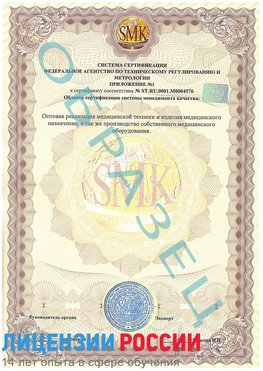 Образец сертификата соответствия (приложение) Богданович Сертификат ISO 13485